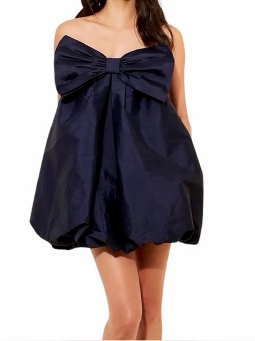 BHLDN Midnight Navy Strapless Bow Tent Bubble Dress NWOT